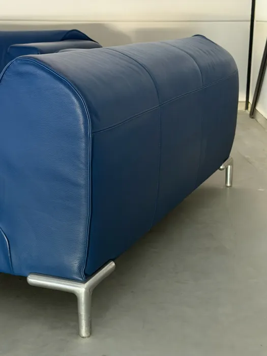 Bert Plantagie bank en chaise longue, blauw leer — Bank (foto 11)