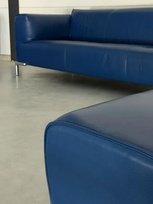 Bert Plantagie bank en chaise longue, blauw leer — Bank (foto 13)