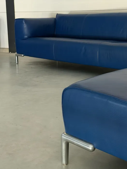 Bert Plantagie bank en chaise longue, blauw leer — Bank (foto 14)