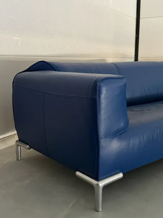 Bert Plantagie bank en chaise longue, blauw leer — Bank (foto 5)