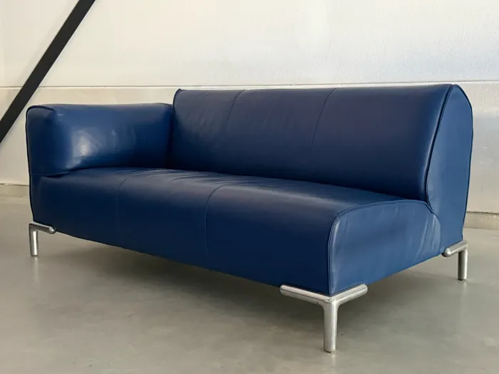 Bert Plantagie bank en chaise longue, blauw leer — Bank (foto 8)