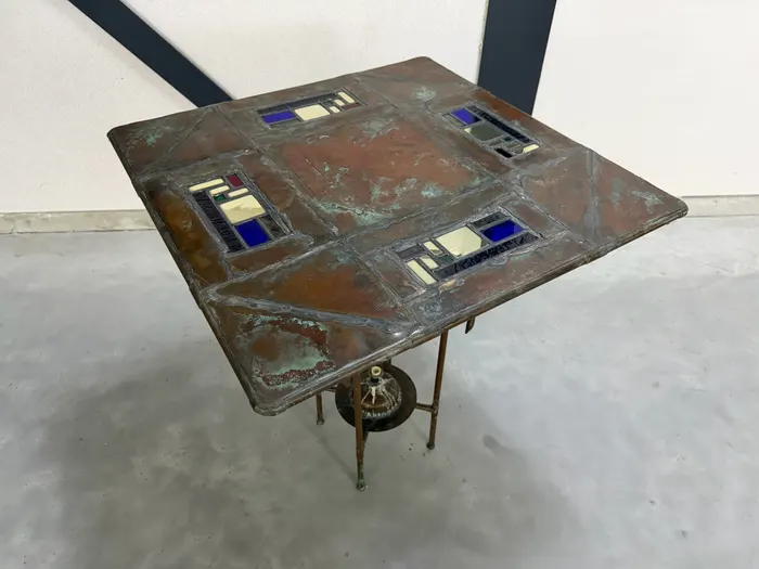 Cor de Ree bijzettafel, koper & glas-in-lood (1991)