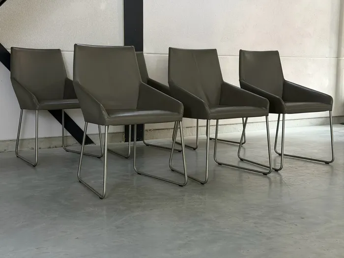 Design on Stock Vico Esszimmerstühle (6er-Set), graubraunes Leder — Stuhl (Foto 3)
