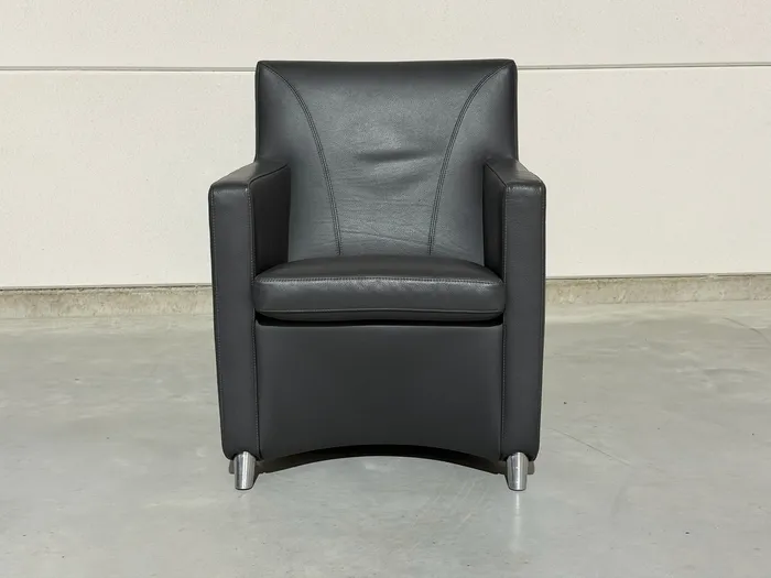 Leolux Dolcinea fauteuil, grijs leer — Fauteuil (foto 2)