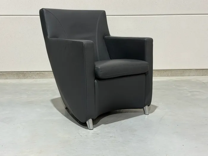 Leolux Dolcinea fauteuil, grijs leer
