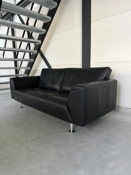 Rolf Benz 250 3-zitsbank, zwart leer — Bank (foto 2)