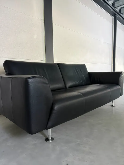Rolf Benz 250 3-zitsbank, zwart leer — Bank (foto 4)