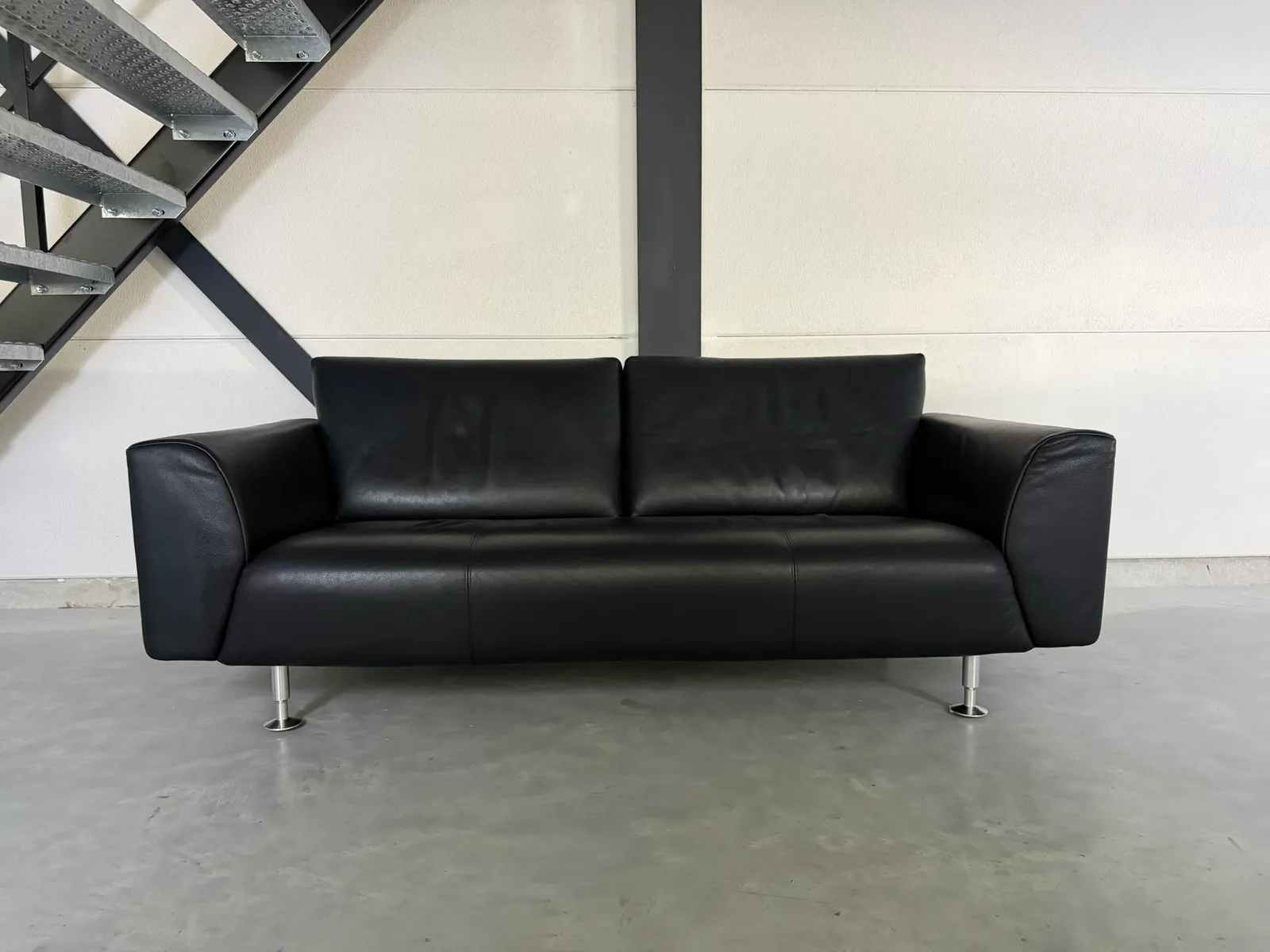 Rolf Benz 250 3-zitsbank, zwart leer — Bank
