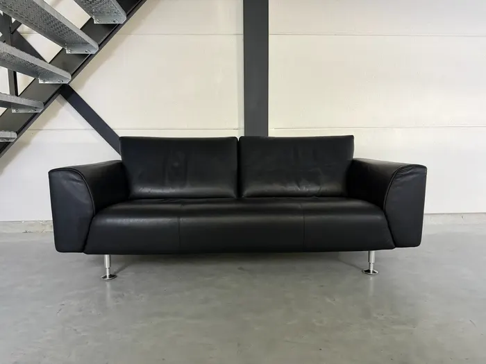 Rolf Benz 250 3-zitsbank, zwart leer