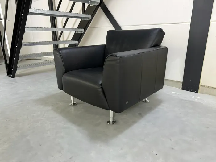 Rolf Benz 250 fauteuil, zwart leer — Fauteuil (foto 2)