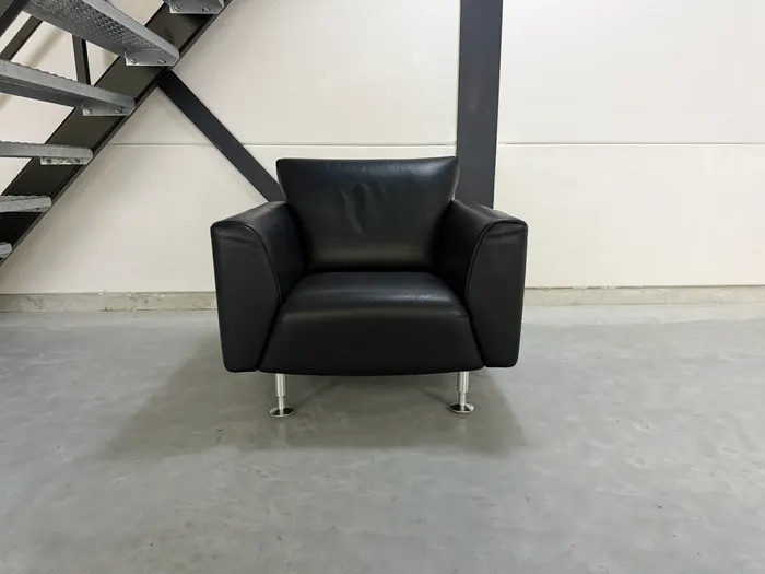 Rolf Benz 250 fauteuil, zwart leer — Fauteuil (foto 4)