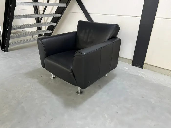 Rolf Benz 250 fauteuil, zwart leer — Fauteuil (foto 5)