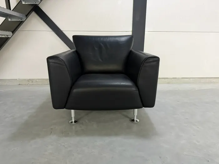 Rolf Benz 250 fauteuil, zwart leer