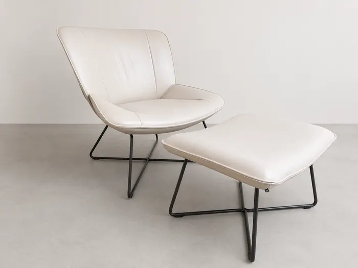 Rolf Benz 383 Design-Sessel mit Hocker