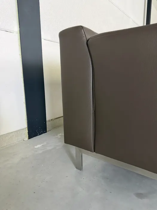 Rolf Benz Linea fauteuil, taupebruin leer — Fauteuil (foto 7)