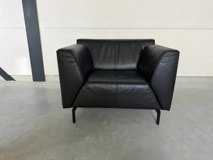 Rolf Benz Linea fauteuil, zwart leer