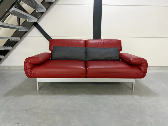 Rolf Benz Plura 2-zitsbank, rood leer — Bank (foto 13)