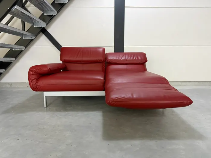 Rolf Benz Plura 2-zitsbank, rood leer